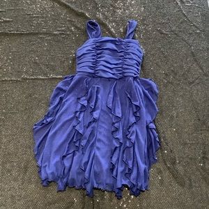 Royal Blue Sparkly Ruffled Fancy Kids Dress